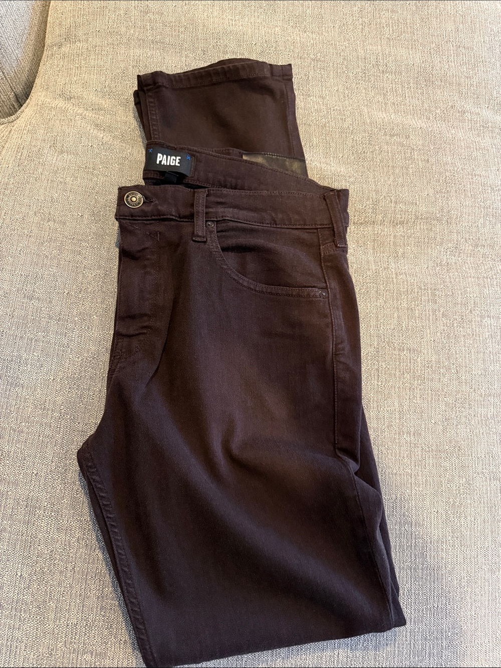 PAIGE Slim Straight Jeans in Brown